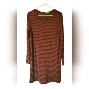 GAP Women's Striped Pattern Knee Length Long Sleeve Autumn Casual Dress, Sz M